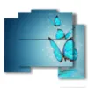 paintings with modern butterflies blue powder - version: 5 pannelli 89x77cm