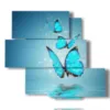 tableaux aux papillons poudres bleus modernes - version: 5 pannelli 104x92cm