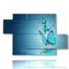 cuadros con modernas mariposas azules en polvo - version: 5 pannelli 128x85cm