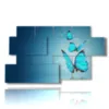 cuadros con modernas mariposas azules en polvo - version: 7 pannelli 157x90cm