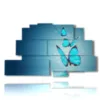 paintings with modern butterflies blue powder - version: 9 pannelli 173x103cm