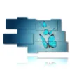 paintings with modern butterflies blue powder - version: 9 pannelli 180x103cm