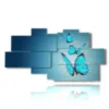 paintings with modern butterflies blue powder - version: 8 pannelli 184x97cm