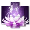 modern paintings of butterflies on beautiful lotus flower - version: 5 pannelli 89x85cm