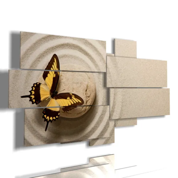 Cuadro, las mariposas sobre piedra zen.