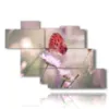 paintings real red butterflies on the flower - version: 7 pannelli 150x102cm