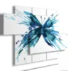 Paintings with stylized blue butterflies