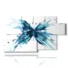 paintings with stylized butterflies in blue - version: 7 pannelli 157x90cm