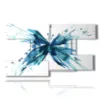 tableaux aux papillons bleus stylises - version: 9 pannelli 177x101cm