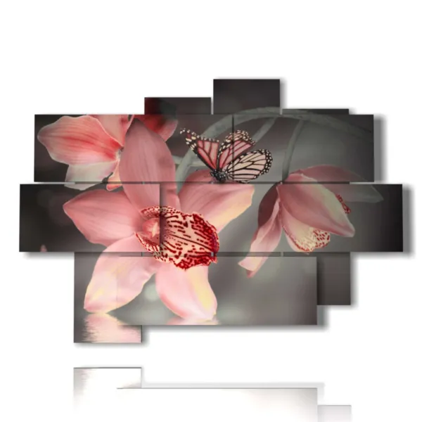 peintures de fleurs et de papillons