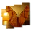 tableau avec papillons en relief sur femme en mer coucher de soleil - version: 5 pannelli 106x98cm