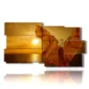painting with butterflies in relief on a woman at sunset by the sea - version: 10 pannelli 183x100cm