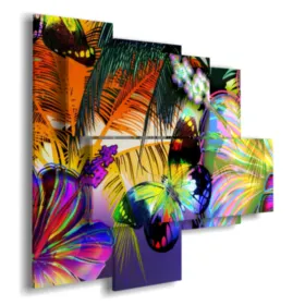 Modern paintings with beach butterflies at sunset