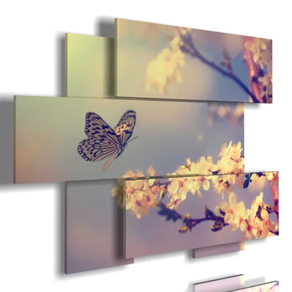 Quadratische Schmetterlinge auf Kirschblüten