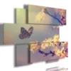 Butterflies, squares over cherry blossoms.