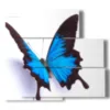 paintings blue relief butterflies on a white background - version: 5 pannelli 102x93cm