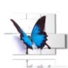 paintings blue relief butterflies on a white background - version: 5 pannelli 128x85cm