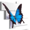 cuadros de mariposas en relieve azul sobre fondo blanco
