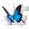 cuadros mariposas azules en relieve sobre fondo blanco - version: 14 pannelli 176x153cm