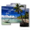 painting boats in a dream island - version: 5 pannelli 89x77cm