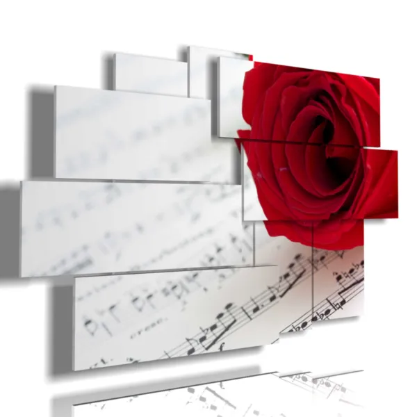 Gemälde mit roten Rosen und Musik