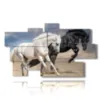 paintings representing horses running towards new adventures - version: 9 pannelli 182x107cm