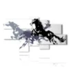 tableaux de chevaux stylises courant - version: 7 pannelli 184x102cm
