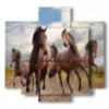 canvas paintings brown horses - version: 5 pannelli 89x85cm