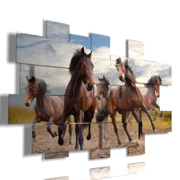Paintings on canvas of brown horses