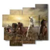 tableau sur toile chevaux au coucher du soleil - version: 5 pannelli 106x98cm