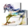 cavalli azzurri quadro in paesaggio di fantasia - version: 5 pannelli 102x93cm