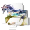 blue horses painting in fantasy landscape - version: 6 pannelli 113x99cm