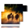 tableaux antiques avec des chevaux vers le coucher du soleil - version: 6 pannelli 122x96cm