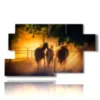 cuadros antiguos con caballos hacia la puesta del sol - version: 7 pannelli 157x90cm