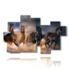 painting horses galloping in the sand - version: 9 pannelli 185x115cm