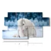 painting white horse lying in the snow - version: 7 pannelli 157x90cm