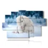 painting white horse lying in the snow - version: 9 pannelli 171x108cm