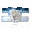 painting white horse lying in the snow - version: 7 pannelli 176x102cm