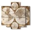 quadri mappamondo antico - version: 5 pannelli 89x85cm
