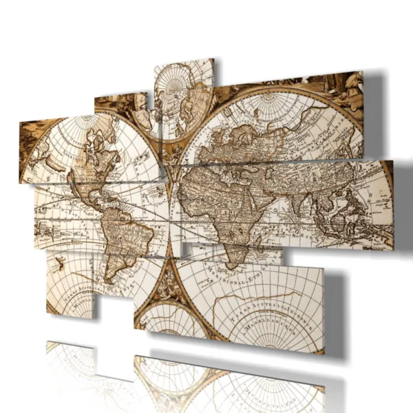 quadri mappamondo antico in stile vintage