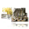 painting with photos of paris by day in the streets of the city - version: 9 pannelli 180x103cm