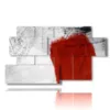 modern black and white and red paintings - version: 7 pannelli 157x90cm