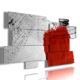 Modern black and white and red paintings