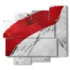 red and white abstract modern framework - version: 5 pannelli 106x98cm