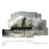 painting lighthouse in the storm of the sea - version: 9 pannelli 173x103cm