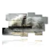 painting lighthouse in the storm of the sea - version: 9 pannelli 184x100cm