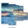 bild meer und himmel in einem sommerlichen sonnenuntergang - version: 5 pannelli 104x90cm