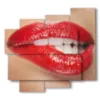 sensual photos of women and lips - version: 5 pannelli 106x98cm