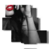 photos en ligne avec des images sensuelles de femmes et de levres en noir et blanc - version: 5 pannelli 104x92cm