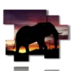 imagenes de elefantes al atardecer - version: 6 pannelli 127x102cm